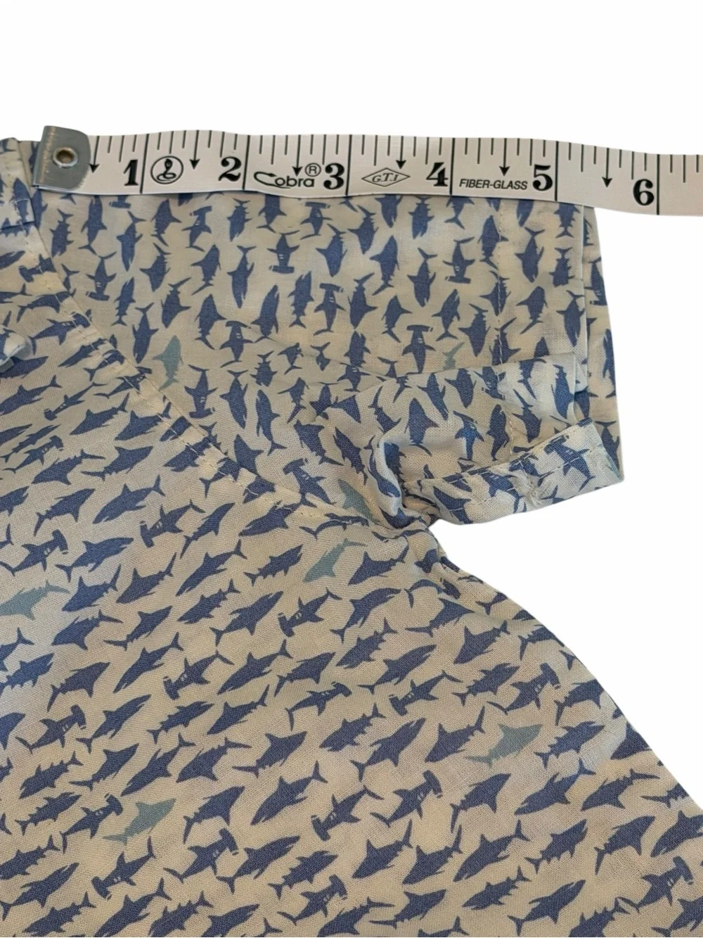 OshKosh Shark Print Button Front Shirt 3T NWT Blue White Cotton Toddler